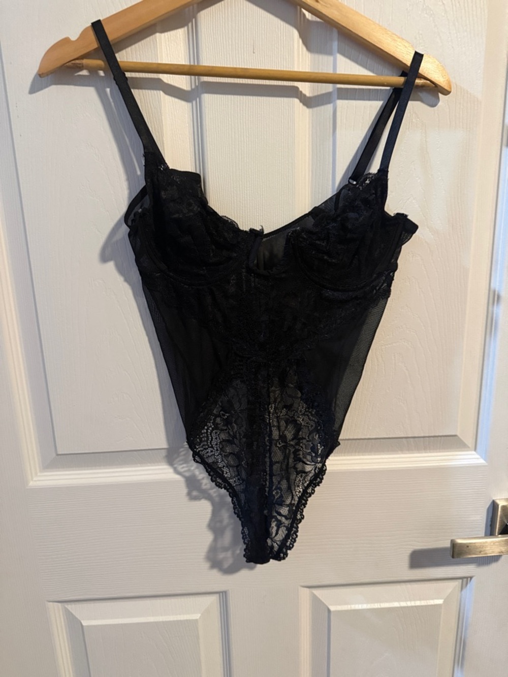 Forever 21 Black Lace Sheer Teddy Bodysuit
